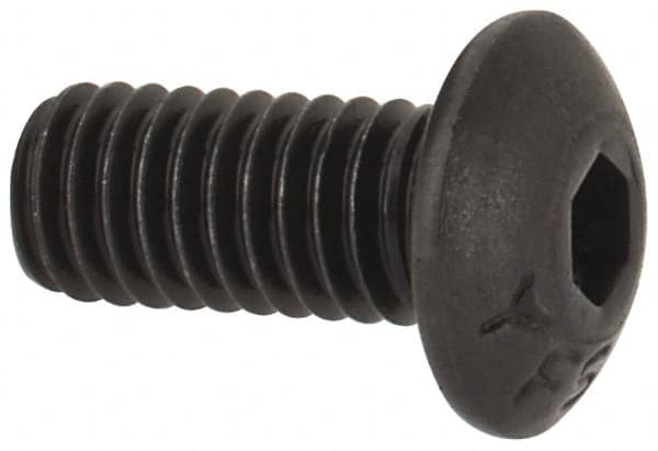 Value Collection - #8-36 UNF Hex Socket Drive, Button Screw - Alloy Steel, Black Oxide Finish, Fully Threaded, 3/8" Length Under Head - Benchmark Tooling