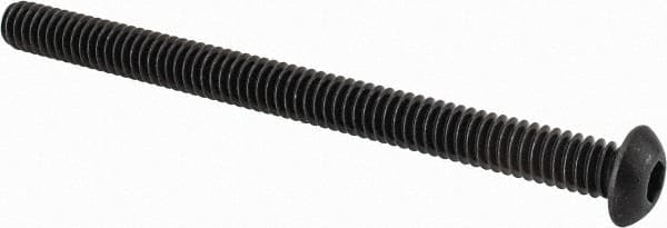 Value Collection - 1/4-20 UNC Hex Socket Drive, Button Screw - Alloy Steel, Black Oxide Finish, Fully Threaded, 3-1/4" Length Under Head - Benchmark Tooling