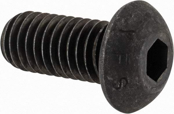 Value Collection - 7/16-14 UNC Hex Socket Drive, Button Screw - Alloy Steel, Black Oxide Finish, Fully Threaded, 1" Length Under Head - Benchmark Tooling