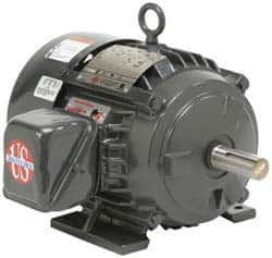 US Motors - 3 hp, TEFC Enclosure, No Thermal Protection, 3,540 RPM, 575 Volt, 60 Hz, Three Phase Premium Efficient Motor - Size 182 Frame, Rigid Mount, 1 Speed, Ball Bearings, 3.1 Full Load Amps, F Class Insulation, Reversible - Benchmark Tooling