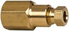 Parker - 1/4" OD, Brass Female Connector - 2,100 Max Working psi, 11/16" Hex, Comp x FNPT Ends - Benchmark Tooling