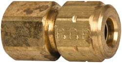 Parker - 1/4" OD, Brass Female Connector - 600 Max Working psi, 9/16" Hex, Comp x FNPT Ends - Benchmark Tooling