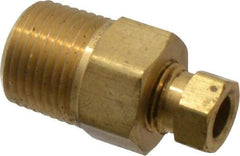 Parker - 1/4" OD, Brass Male Connector - 2,100 Max Working psi, 11/16" Hex, Comp x MNPT Ends - Benchmark Tooling