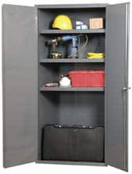 Durham - 4 Shelf Locking Storage Cabinet - Steel, 36" Wide x 18" Deep x 72" High, Gray - Benchmark Tooling