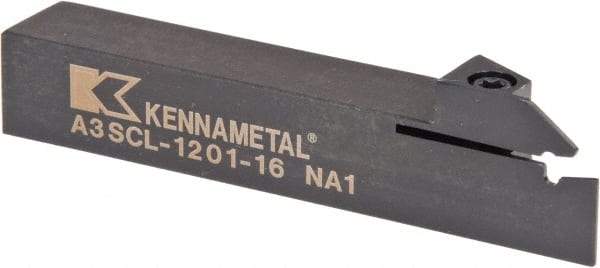 Kennametal - A3SC, Left Hand Cut, 1.65" Max Workpc Diam, A2016... Insert, Indexable Cutoff Toolholder - 0.63 Max Depth of Cut, 3/4" Shank Width, 3/4" Shank Height, 114.3mm OAL - Benchmark Tooling