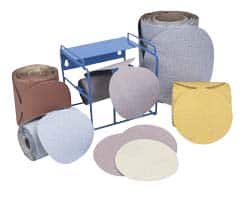 Norton - 5" Diam, 120 Grit Ceramic Adhesive PSA Disc - Medium Grade, Maroon, F Weighted Backing, Flexible - Benchmark Tooling