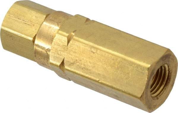 Specialty Mfr - 1/4" Brass Check Valve - Inline, FNPT x FNPT, 3,000 WOG - Benchmark Tooling