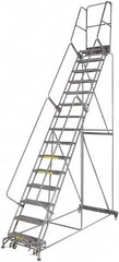 Ballymore - 192" 15 Step Ladder - 350 Lb Capacity, 150" Platform Height, 42" Base Width x 108" Depth, Grip Strut - Benchmark Tooling