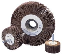 Norton - 4" Diam, 120 Grit Aluminum Oxide Unmounted Flap Wheel - 5/8" Hole, 1" Wide, Coated, Fine Grade, 12,000 Max RPM , Cloth Backing - Benchmark Tooling