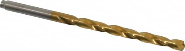 Hertel - 3/16" 135° Cobalt Jobber Drill - TiN Finish, Right Hand Cut, Spiral Flute, Straight Shank, 3-1/2" OAL, Split Point - Benchmark Tooling