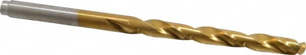 Hertel - 7/32" 135° Cobalt Jobber Drill - TiN Finish, Right Hand Cut, Spiral Flute, Straight Shank, 3-3/4" OAL, Split Point - Benchmark Tooling
