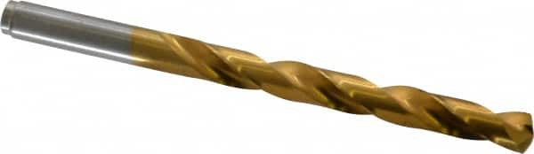 Hertel - 11/32" 135° Cobalt Jobber Drill - TiN Finish, Right Hand Cut, Spiral Flute, Straight Shank, 4-3/4" OAL, Split Point - Benchmark Tooling