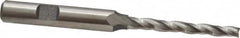Made in USA - 0.5° Taper Angle per Side, 3/16" Small End Diam, 1-3/4" LOC, High Speed Steel 3 Flute Tapered Square End Mill - 3-7/8" OAL, 3/8" Shank Diam, Spiral Flute - Benchmark Tooling