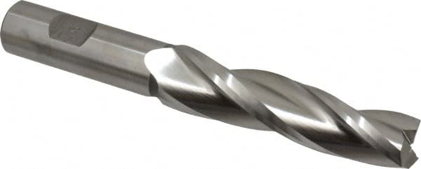 Made in USA - 1° Taper Angle per Side, 3/4" Small End Diam, 3-1/4" LOC, High Speed Steel 3 Flute Tapered Square End Mill - 5-3/4" OAL, 3/4" Shank Diam, Spiral Flute - Benchmark Tooling