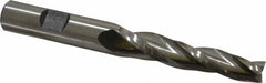 Made in USA - 1.5° Taper Angle per Side, 3/8" Small End Diam, 2-1/4" LOC, High Speed Steel 3 Flute Tapered Square End Mill - 4-1/4" OAL, 1/2" Shank Diam, Spiral Flute - Benchmark Tooling