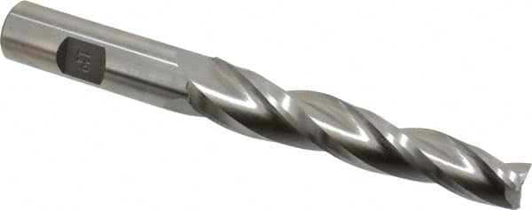 Made in USA - 1.5° Taper Angle per Side, 1/2" Small End Diam, 3-1/4" LOC, High Speed Steel 3 Flute Tapered Square End Mill - 5-1/2" OAL, 5/8" Shank Diam, Spiral Flute - Benchmark Tooling