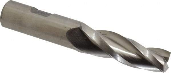 Made in USA - 2° Taper Angle per Side, 5/8" Small End Diam, 2-1/4" LOC, High Speed Steel 3 Flute Tapered Square End Mill - 4-1/2" OAL, 3/4" Shank Diam, Spiral Flute - Benchmark Tooling