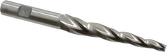 Made in USA - 3° Taper Angle per Side, 1/4" Small End Diam, 3-1/4" LOC, High Speed Steel 3 Flute Tapered Square End Mill - 5-1/2" OAL, 5/8" Shank Diam, Spiral Flute - Benchmark Tooling