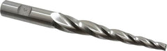 Made in USA - 3° Taper Angle per Side, 1/4" Small End Diam, 4" LOC, High Speed Steel 3 Flute Tapered Square End Mill - 6-1/2" OAL, 5/8" Shank Diam, Spiral Flute - Benchmark Tooling