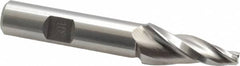 Made in USA - 10° Taper Angle per Side, 3/16" Small End Diam, 1-1/4" LOC, High Speed Steel 3 Flute Tapered Square End Mill - 3-1/4" OAL, 1/2" Shank Diam, Spiral Flute - Benchmark Tooling
