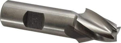 Made in USA - 15° Taper Angle per Side, 1/2" Small End Diam, 1" LOC, High Speed Steel 3 Flute Tapered Square End Mill - 3-1/4" OAL, 3/4" Shank Diam, Spiral Flute - Benchmark Tooling