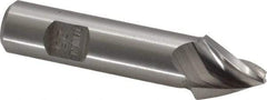 Made in USA - 25° Taper Angle per Side, 1/8" Small End Diam, 1/2" LOC, High Speed Steel 3 Flute Tapered Square End Mill - 2-1/2" OAL, 1/2" Shank Diam, Spiral Flute - Benchmark Tooling