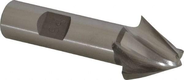 Made in USA - 25° Taper Angle per Side, 5/16" Small End Diam, 3/4" LOC, High Speed Steel 4 Flute Tapered Square End Mill - 3" OAL, 5/8" Shank Diam, Spiral Flute - Benchmark Tooling