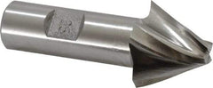 Made in USA - 25° Taper Angle per Side, 3/8" Small End Diam, 1" LOC, High Speed Steel 4 Flute Tapered Square End Mill - 3-1/4" OAL, 3/4" Shank Diam, Spiral Flute - Benchmark Tooling