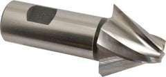 Made in USA - 25° Taper Angle per Side, 1/2" Small End Diam, 1-1/4" LOC, High Speed Steel 4 Flute Tapered Square End Mill - 3-3/4" OAL, 1" Shank Diam, Spiral Flute - Benchmark Tooling