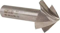 Made in USA - 45° Taper Angle per Side, 1/8" Small End Diam, 3/4" LOC, High Speed Steel 4 Flute Tapered Square End Mill - 3" OAL, 5/8" Shank Diam, Spiral Flute - Benchmark Tooling