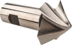 Made in USA - 45° Taper Angle per Side, 1/8" Small End Diam, 1" LOC, High Speed Steel 4 Flute Tapered Square End Mill - 3-3/4" OAL, 1" Shank Diam - Benchmark Tooling