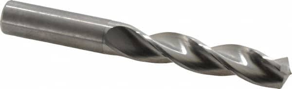 Kennametal - 5/8" 130° Solid Carbide Jobber Drill - Bright Finish, Right Hand Cut, Spiral Flute, Straight Shank, 5.24" OAL, Standard Point - Benchmark Tooling