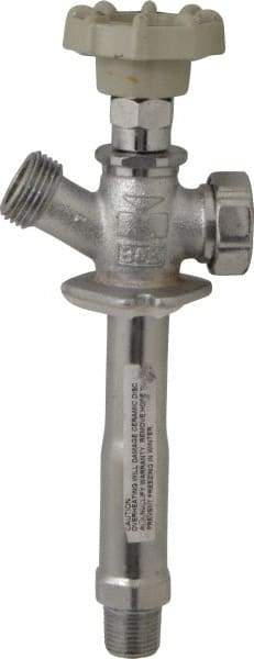 B&K Mueller - 1/2" Pipe, 4" Long Shank, Chrome Plated Brass Antisiphon Frostfree Sillcock - Handwheel Handle, Male & Solder End Connections, 125 psi WOG Rating - Benchmark Tooling