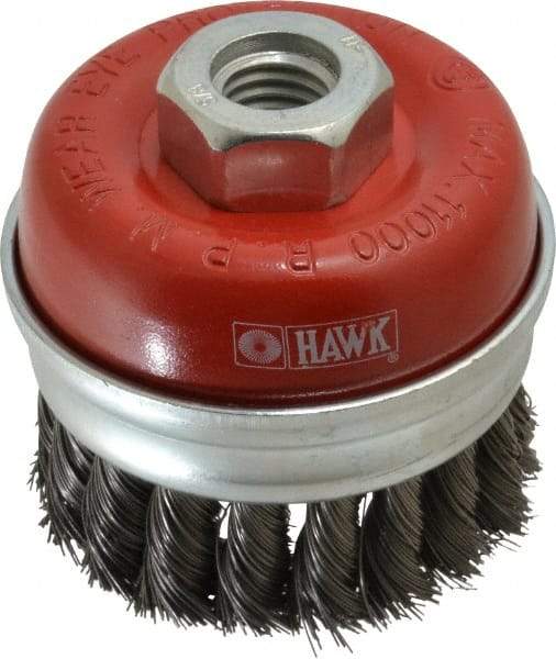 Value Collection - 3" Diam, 5/8-11 Threaded Arbor, Steel Fill Cup Brush - 0.0137 Wire Diam, 11,000 Max RPM - Benchmark Tooling