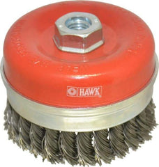 Value Collection - 4" Diam, 5/8-11 Threaded Arbor, Steel Fill Cup Brush - 0.0314 Wire Diam, 8,500 Max RPM - Benchmark Tooling