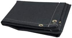 Steiner - 8' High x 6' Wide x 0.051" Thick Acrylic Coated Fiberglass Welding Blanket - Black, Grommet - Benchmark Tooling