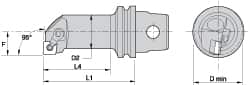 Kennametal - Right Hand Cut, 32mm Min Bore Diam, Size KM32 Steel Modular Boring Cutting Unit Head - 2.9528" Max Bore Depth, Through Coolant, Compatible with CN.. - Benchmark Tooling