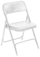 NPS - 18-3/4" Wide x 16-1/4" Deep x 29-3/4" High, Steel Folding Chair with Plastic Seat & Back - White with White Frame - Benchmark Tooling