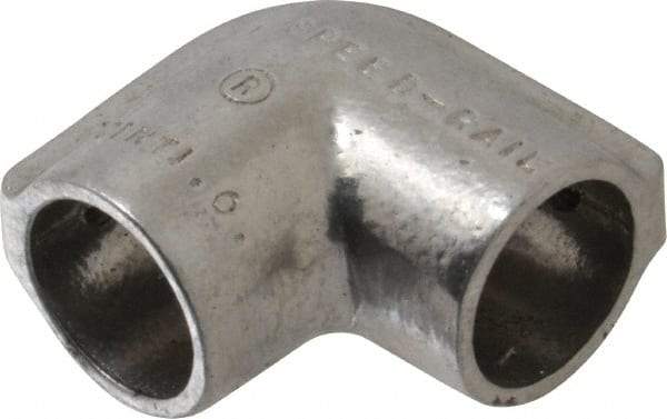 Hollaender - 3/4" Pipe, 90° Elbow, Aluminum Alloy Elbow Pipe Rail Fitting - Bright Finish - Benchmark Tooling