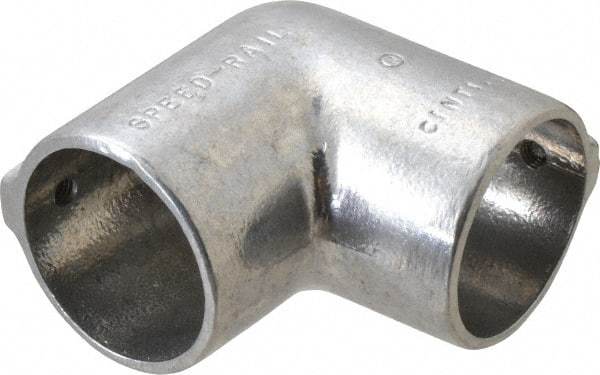 Hollaender - 2" Pipe, 90° Elbow, Aluminum Alloy Elbow Pipe Rail Fitting - Bright Finish - Benchmark Tooling