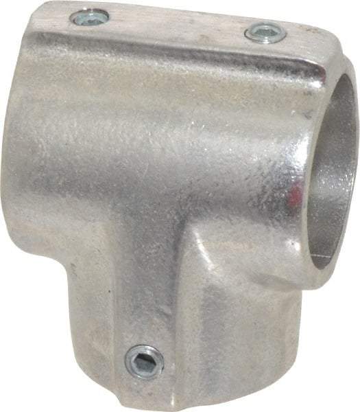 Hollaender - 1-1/4" Pipe, 90° Three Socket Tee, Aluminum Alloy Tee Pipe Rail Fitting - Bright Finish - Benchmark Tooling