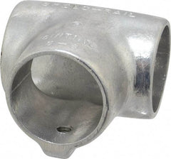 Hollaender - 1-1/2" Pipe, 90° Three Socket Tee, Aluminum Alloy Tee Pipe Rail Fitting - Bright Finish - Benchmark Tooling