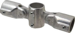 Hollaender - 1-1/4" Pipe, Adjustable Cross Assembly, Aluminum Alloy Cross Pipe Rail Fitting - Bright Finish - Benchmark Tooling