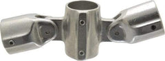 Hollaender - 1-1/2" Pipe, Adjustable Cross Assembly, Aluminum Alloy Cross Pipe Rail Fitting - Bright Finish - Benchmark Tooling