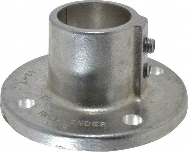 Hollaender - 1-1/4" Pipe, Base Flange, Aluminum Alloy Flange Pipe Rail Fitting - Bright Finish - Benchmark Tooling
