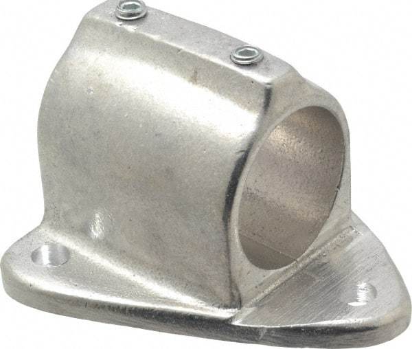 Hollaender - 1-1/2" Pipe, Wall Mount Flange, Aluminum Alloy Flange Pipe Rail Fitting - Bright Finish - Benchmark Tooling