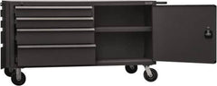 Durham - 4,000 Lb Capacity, 1 Shelf, 8 Drawer, 2 Door Mobile Cabinet - 60" Wide x 30" Deep x 34" High, Steel, Gray - Benchmark Tooling