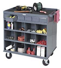 Durham - 1,000 Lb Capacity, 12 Drawer, 16 Bin, 2 Door Mobile Cabinet - 24" Wide x 24" Deep x 36" High, Steel, Gray - Benchmark Tooling