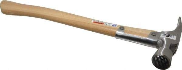 Stanley - 1-3/8 Lb Head, Straight Framing Hammer - 18" OAL, 1-1/2" Face Diam, Checkered Face, Wood Handle - Benchmark Tooling