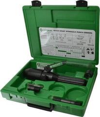 Greenlee - 5 Piece, 22.5" Punch Hole Diam, Hydraulic Punch Driver Kit - Round Punch, 10 Gage Mild Steel - Benchmark Tooling